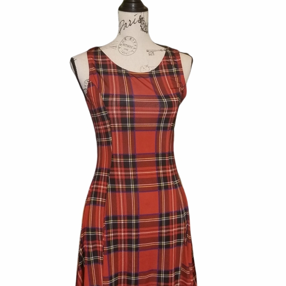 See You Monday red plaid sleevless dress . Size: S - Picture 2 of 5